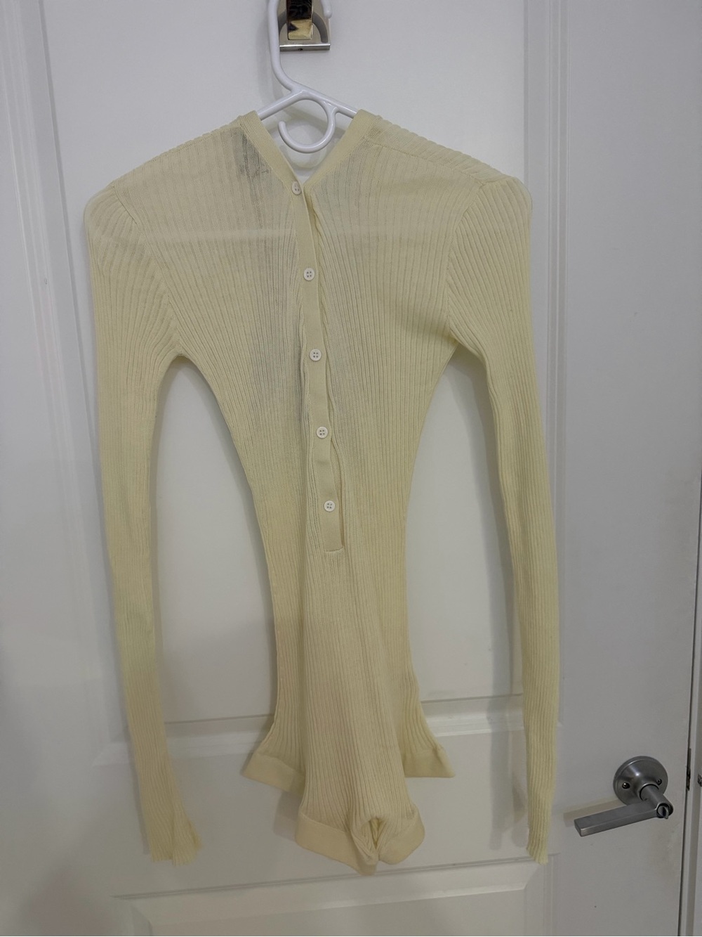 Mugler Off-White Knit buttoned bodyshort size XS